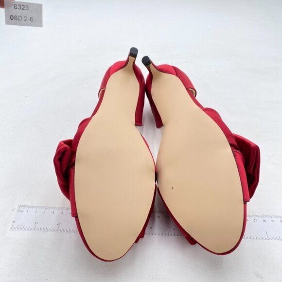 XYD Red Bowknot Low Heel D'Orsay Pumps Peep Toe Slip On Dress Evening Sandal - Picture 7 of 8